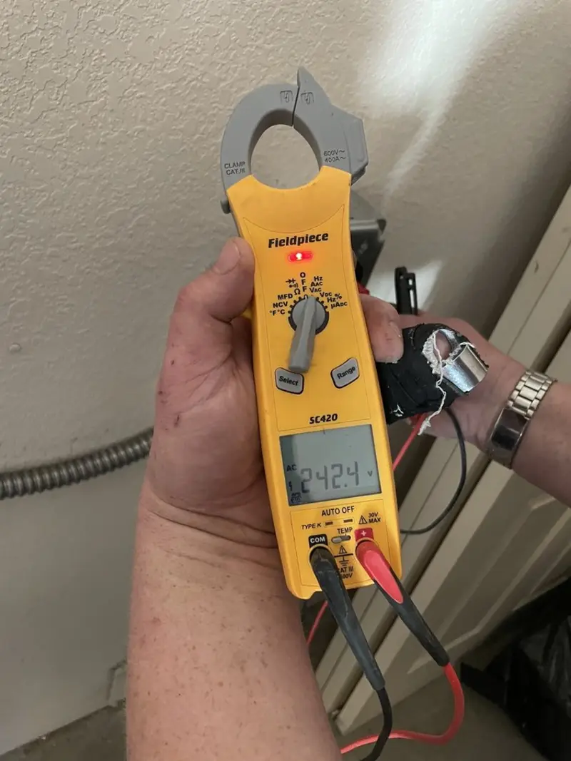 Voltage testing with clamp meter during Hot Tub / Pool Electrical Wiring in Bealeton